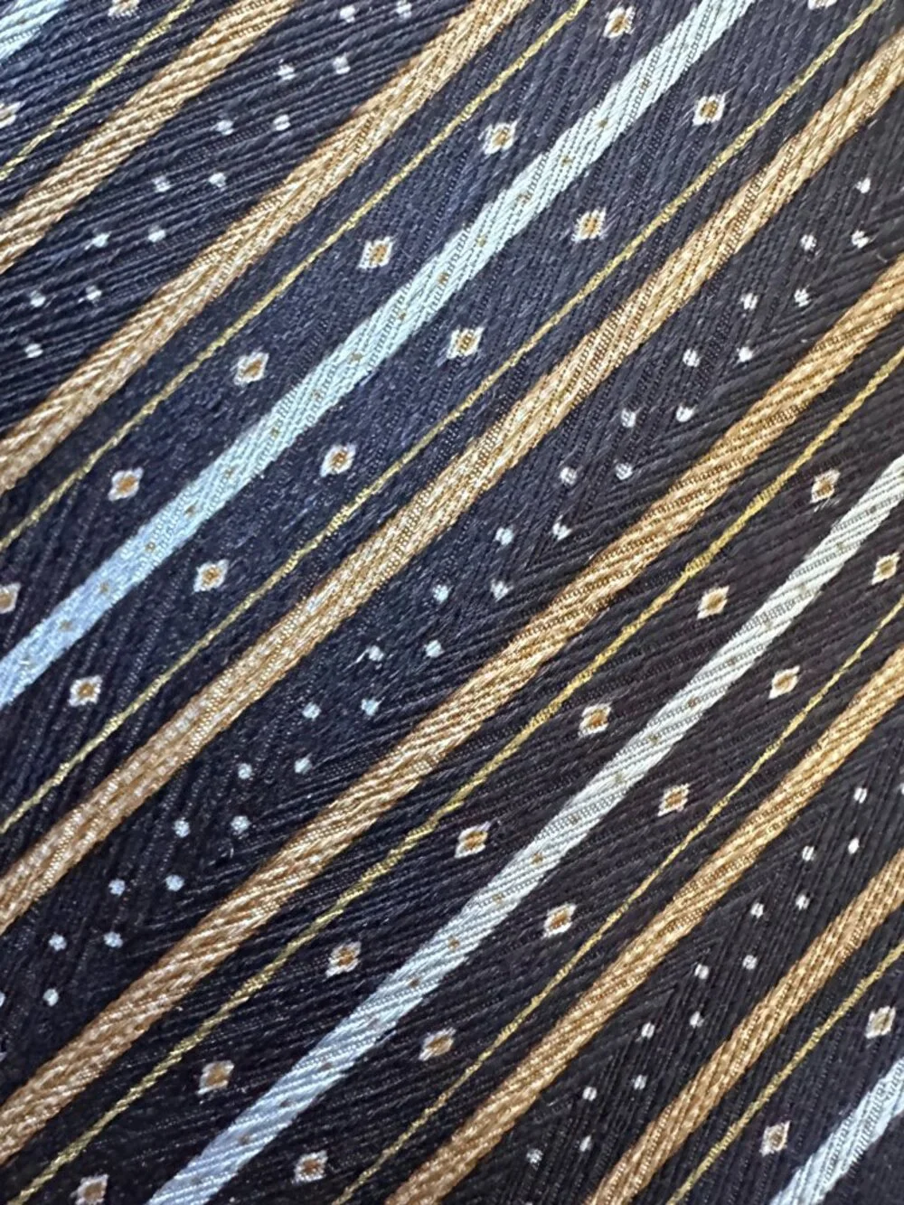 Stefano Ricci Navy Blue Tan Diagonal Stripe Tie